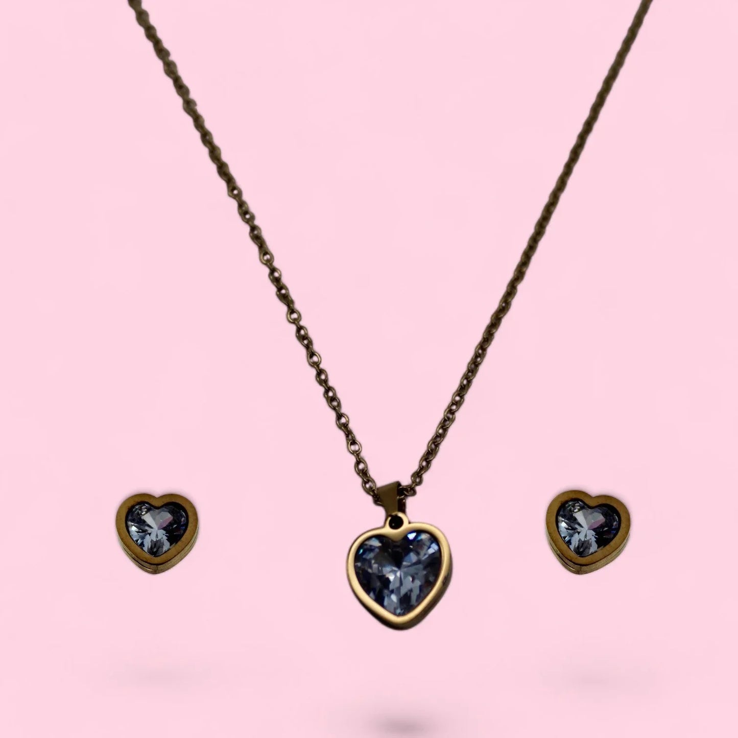 Sapphire Heart Pendant Set | Italian Gold Plated - SACH JEWELS