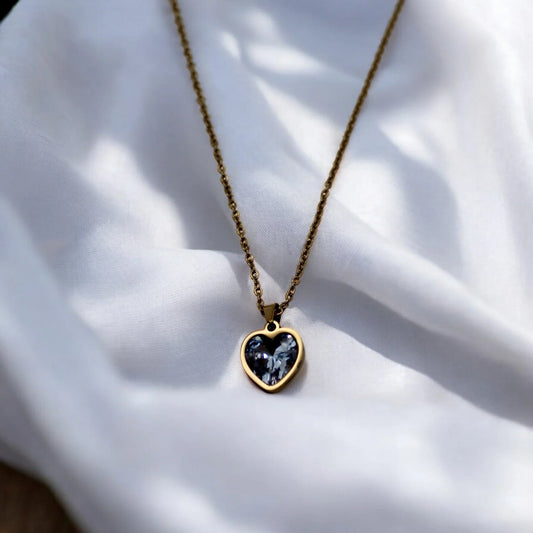 Sapphire Heart Pendant Set | Italian Gold Plated - SACH JEWELS