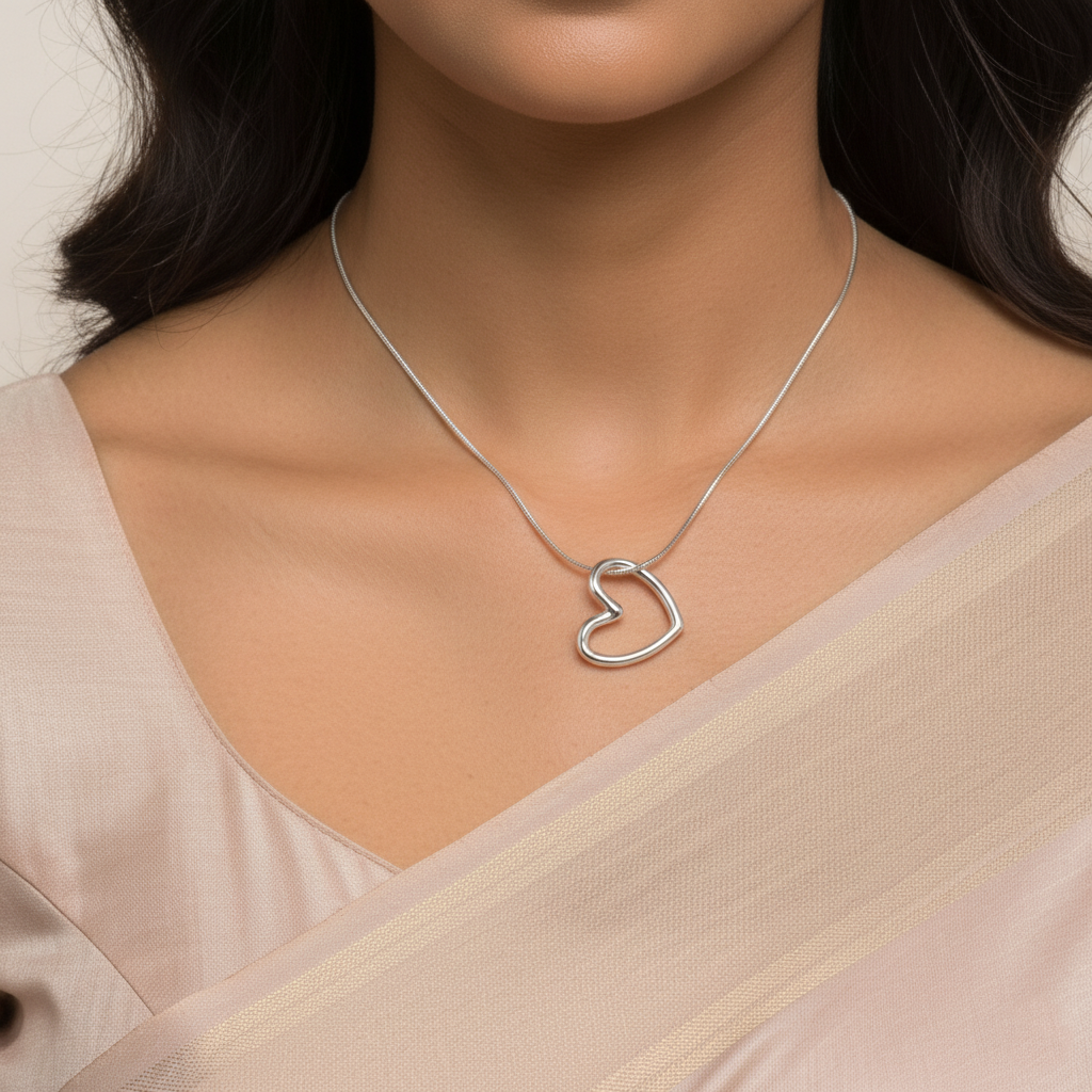 Minimal Open Heart Necklace | Italian Silver Plated SACH JEWELS