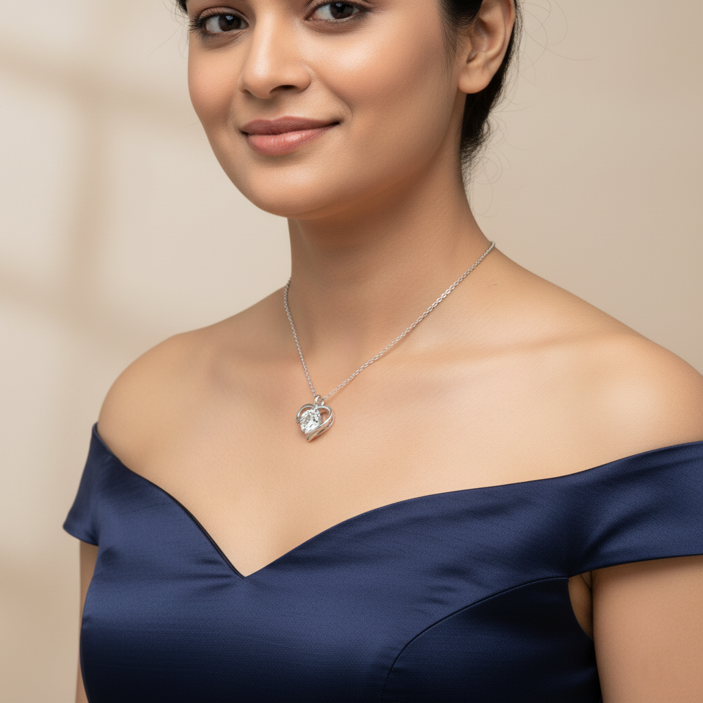 Crystal Embrace Heart Necklace | Italian Silver Plated SACH JEWELS