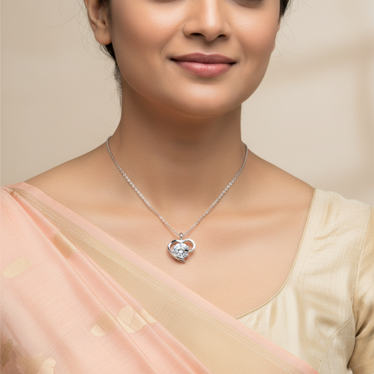 Crystal Embrace Heart Necklace | Italian Silver Plated SACH JEWELS