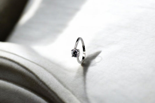 Ovoid Diamond Stud Ring | 925 Sterling Silver - SACH JEWELS