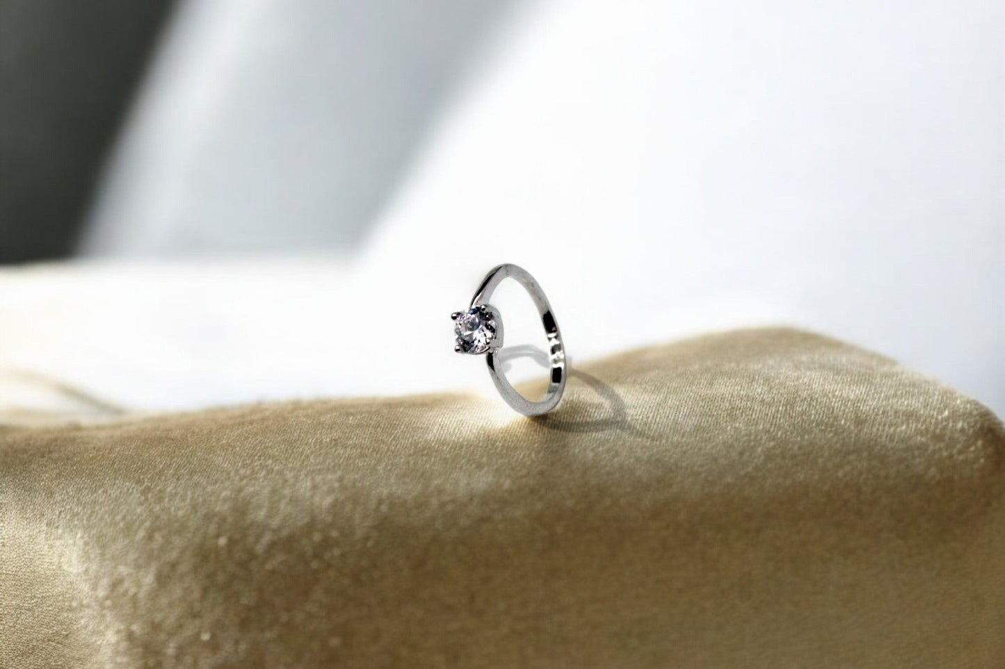 Ovoid Diamond Stud Ring | 925 Sterling Silver - SACH JEWELS