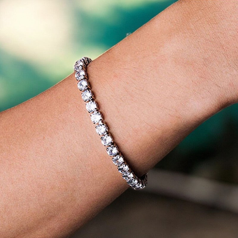Women Single String Diamond Bracelet | Italian Silver Plated. - SACH JEWELS
