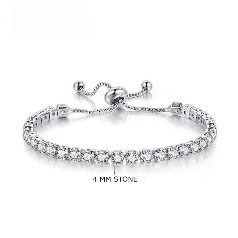 Women Single String Diamond Bracelet | Italian Silver Plated. - SACH JEWELS