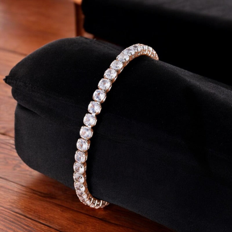 Women Single String Diamond Bracelet | Italian Silver Plated. - SACH JEWELS