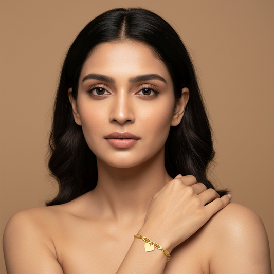 Golden Heart Dangle Bracelet | Italian Gold Plated SACH JEWELS