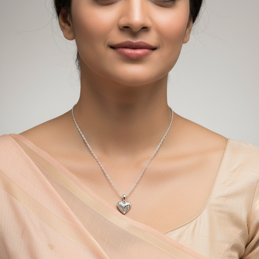 Sculpted Silver Heart Necklace | Italian Silver Plated SACH JEWELS