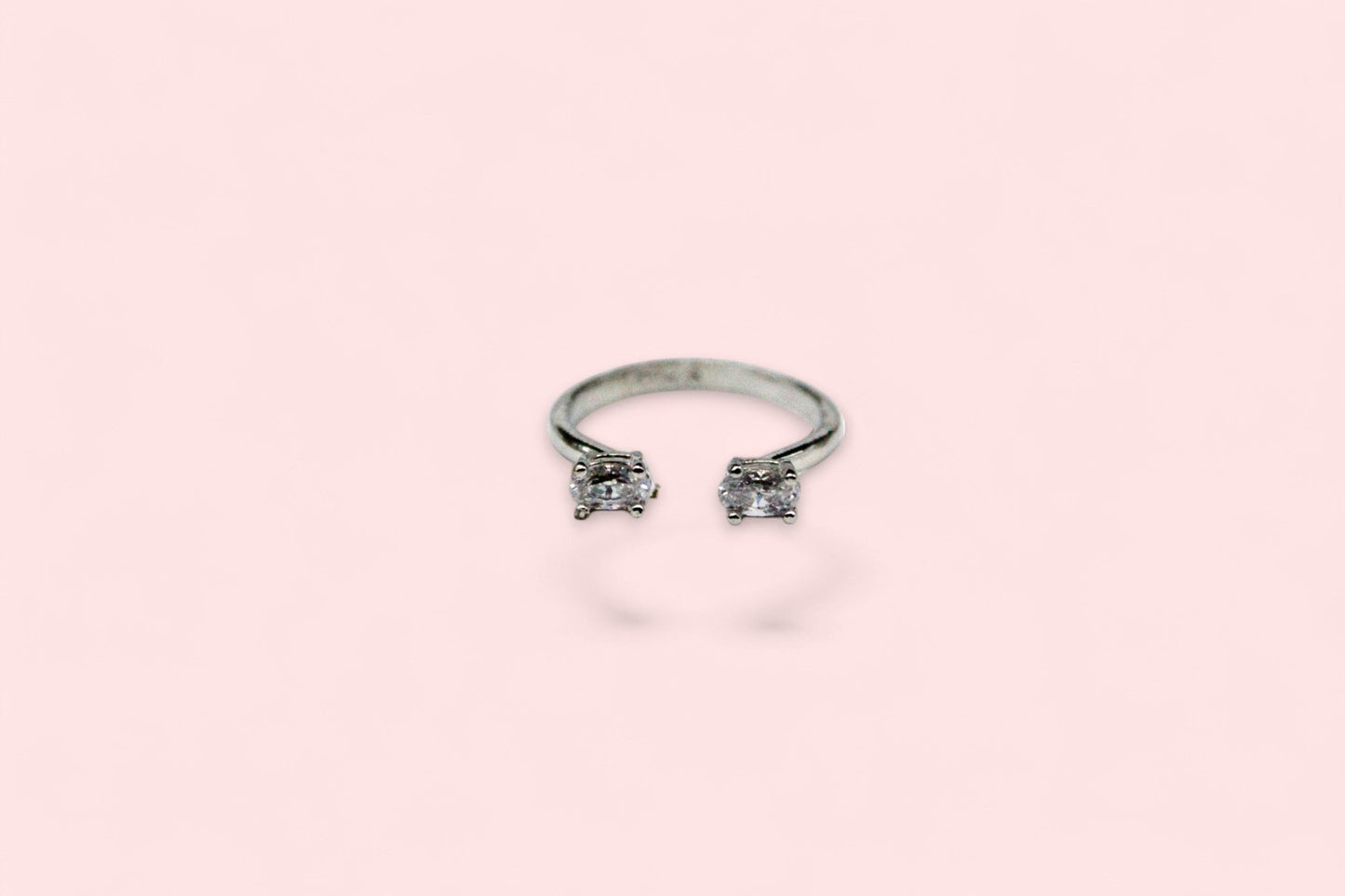 Double Ovoid Diamond Studded Ring | 925 Sterling Silver - SACH JEWELS