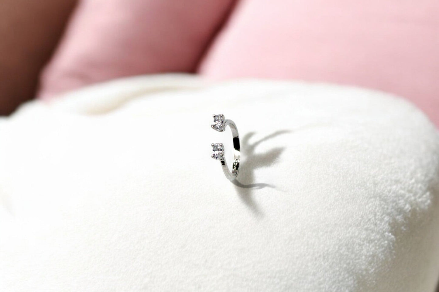 Double Ovoid Diamond Studded Ring | 925 Sterling Silver - SACH JEWELS