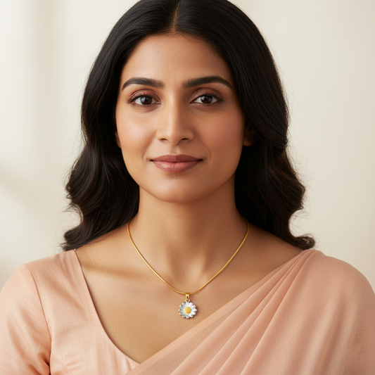 Golden Bloom Daisy Pendant Necklace | Italian Gold Plated SACH JEWELS