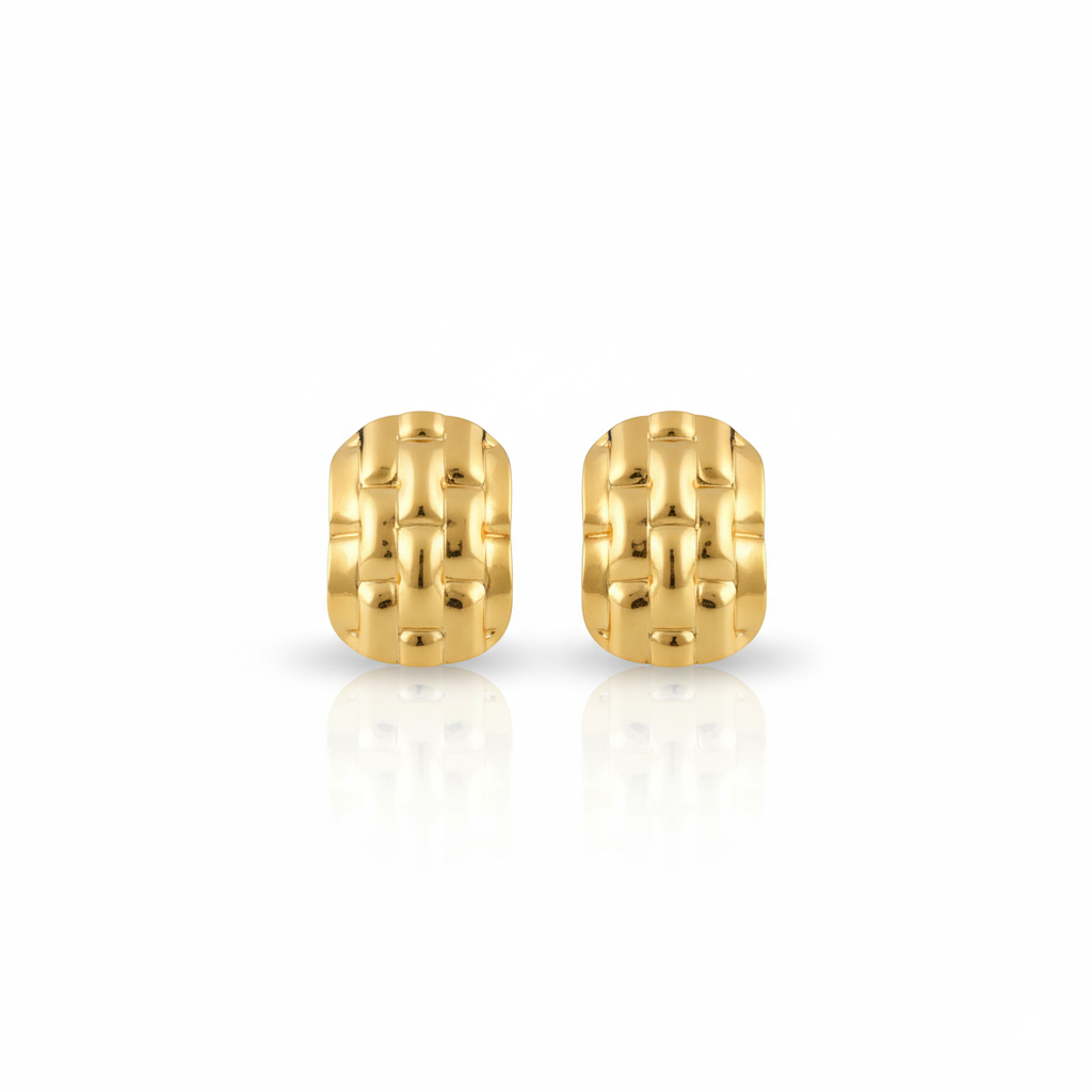 Golden Weave Stud Earrings | Italian Gold Plated SACH JEWELS