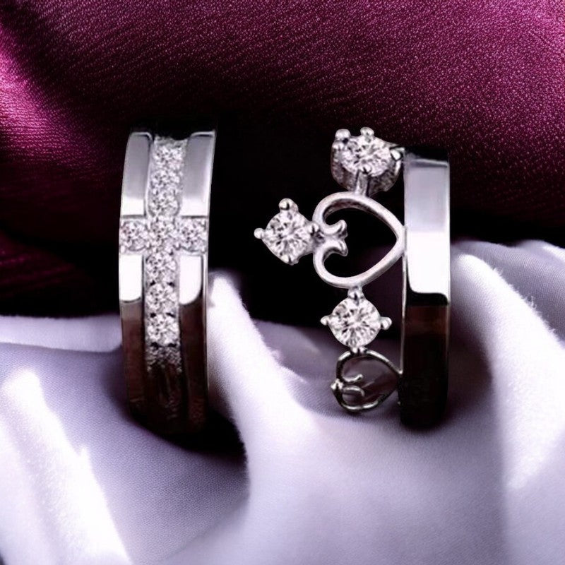 King Queen Diamond Couple Ring | Italian Silver Plated - SACH JEWELS