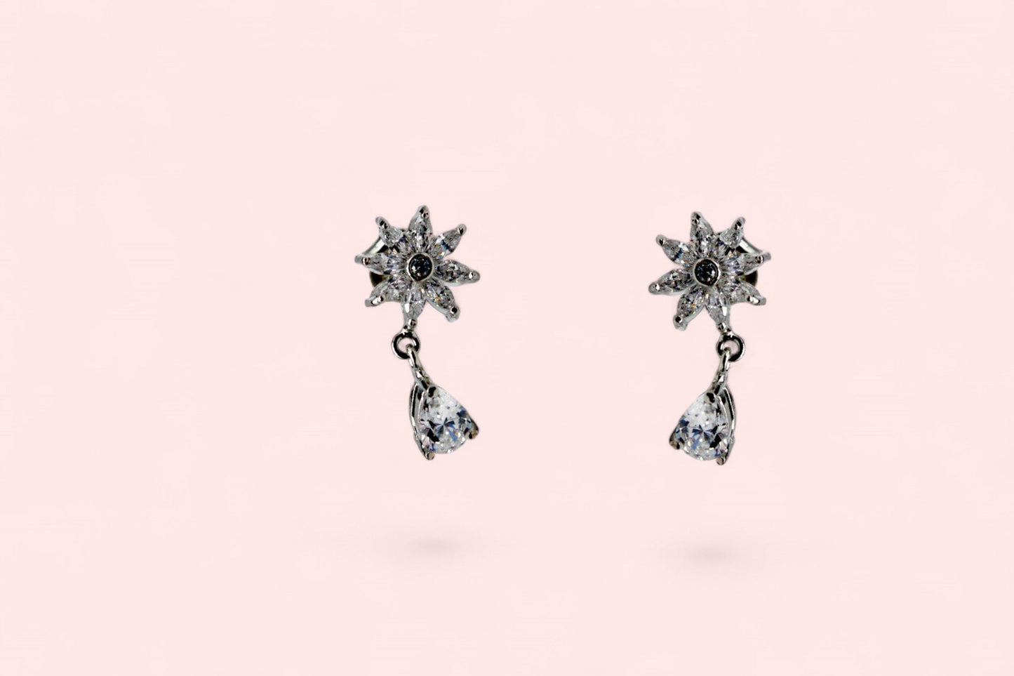 Star flower diamond drop stud Earrings | 925 Sterling Silver - SACH JEWELS