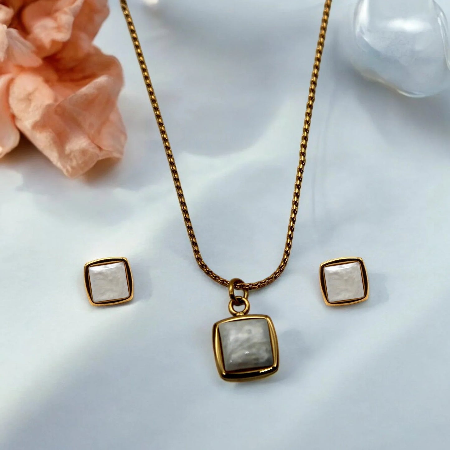 Marble Mist Pendant Set | Italian Gold Plated - SACH JEWELS