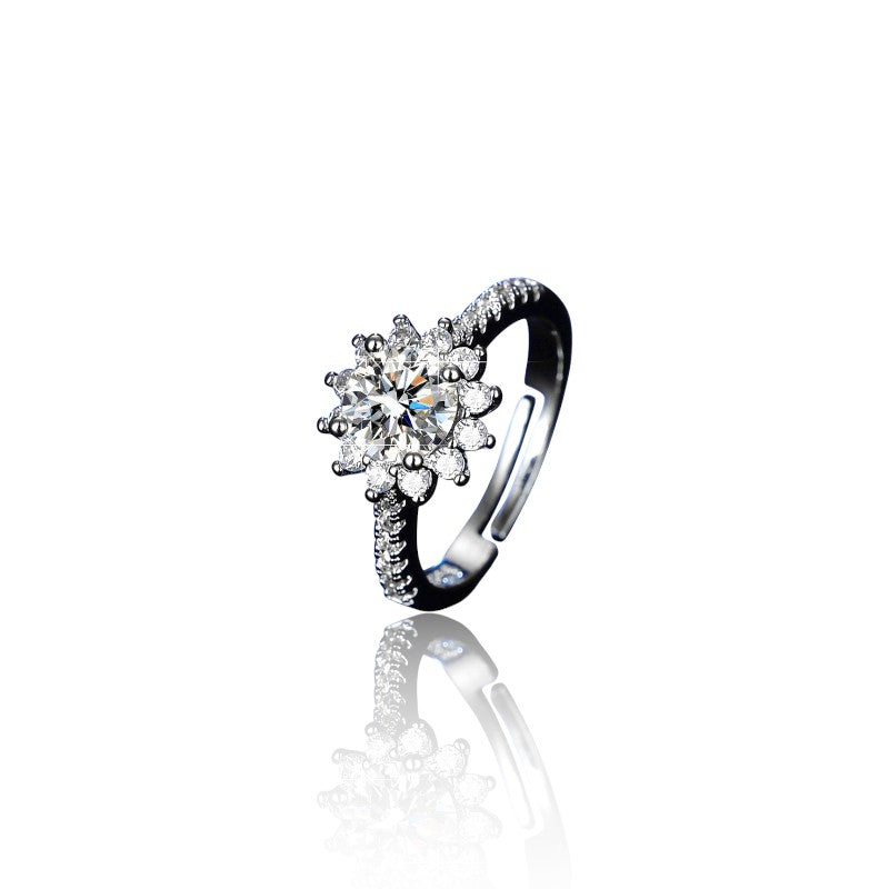 Gorgeous Sunflower Diamond Ring | Italian Silver Plated SACH JEWELS