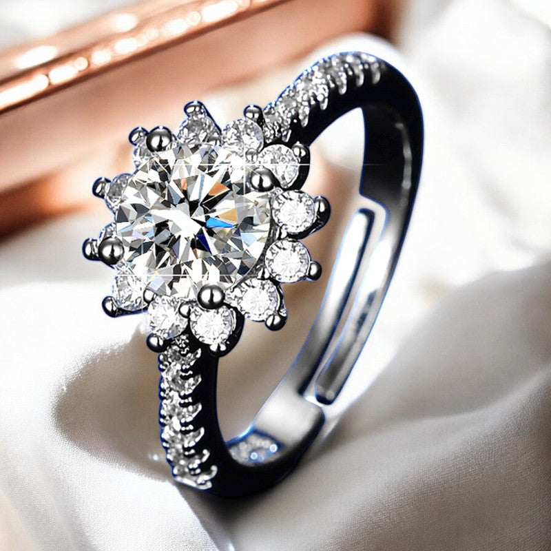 Gorgeous Sunflower Diamond Ring | Italian Silver Plated - SACH JEWELS