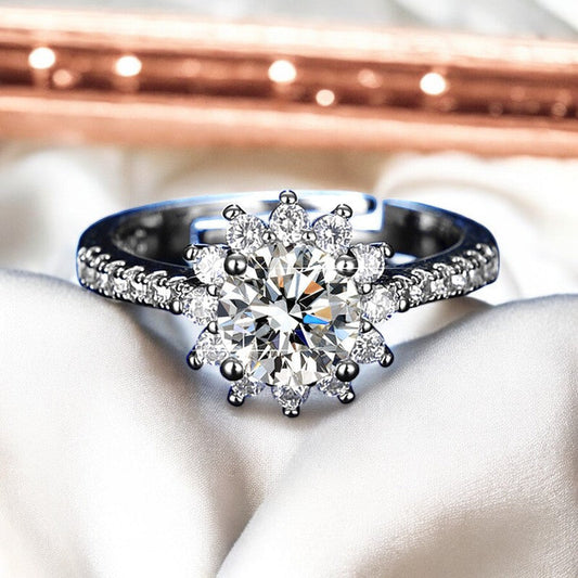 Gorgeous Sunflower Diamond Ring | Italian Silver Plated - SACH JEWELS