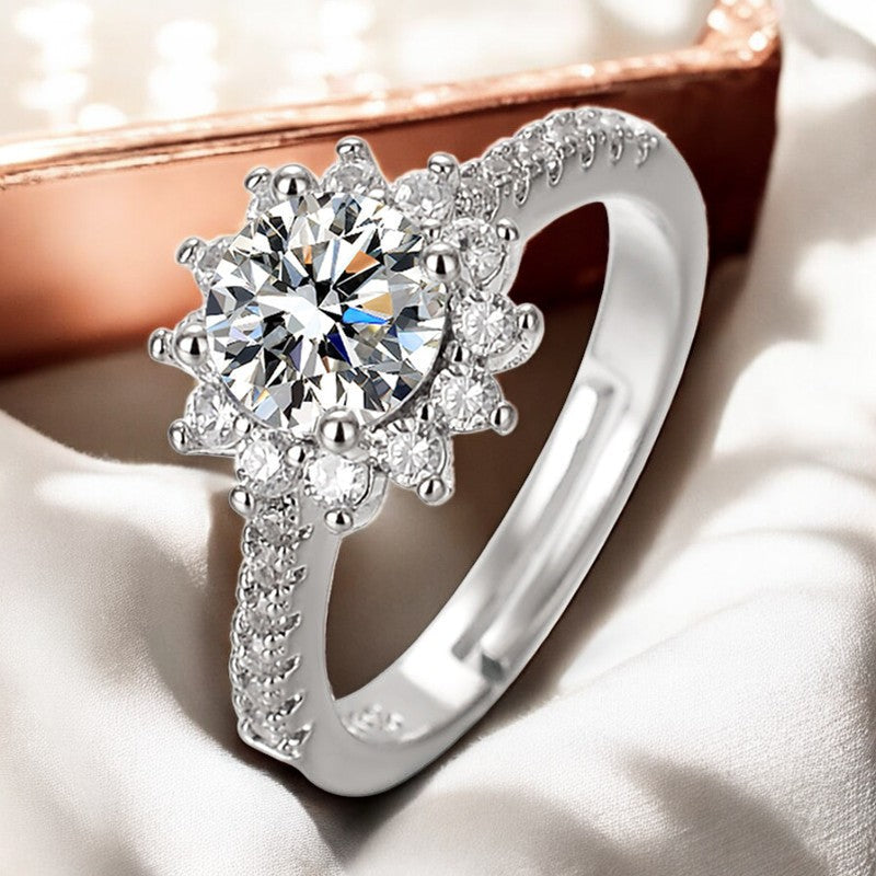 Gorgeous Sunflower Diamond Ring | Italian Silver Plated - SACH JEWELS