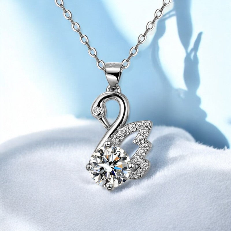 Elegant Swan Diamond Necklace | Italian Silver Plated - SACH JEWELS