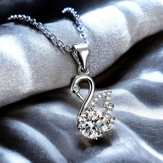 Elegant Swan Diamond Necklace | Italian Silver Plated - SACH JEWELS