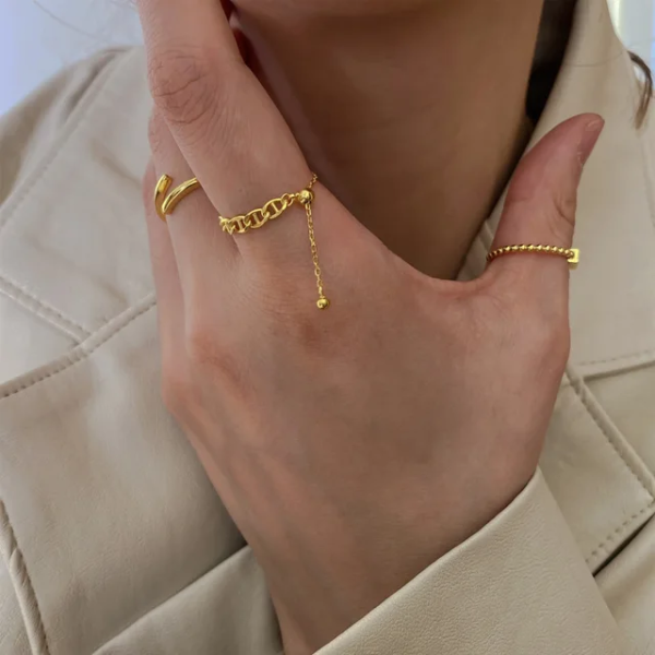 Gorgeous String Ring | Italian Gold Plated - SACH JEWELS