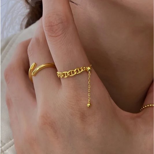 Gorgeous String Ring | Italian Gold Plated - SACH JEWELS