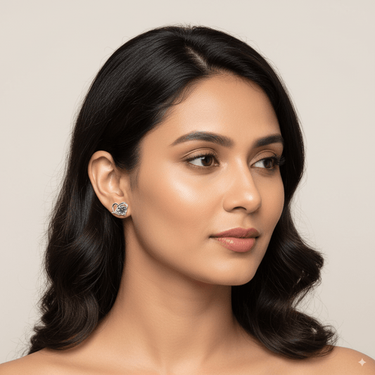 Butterfly petal diamond stud Earrings | 925 Sterling Silver SACH JEWELS