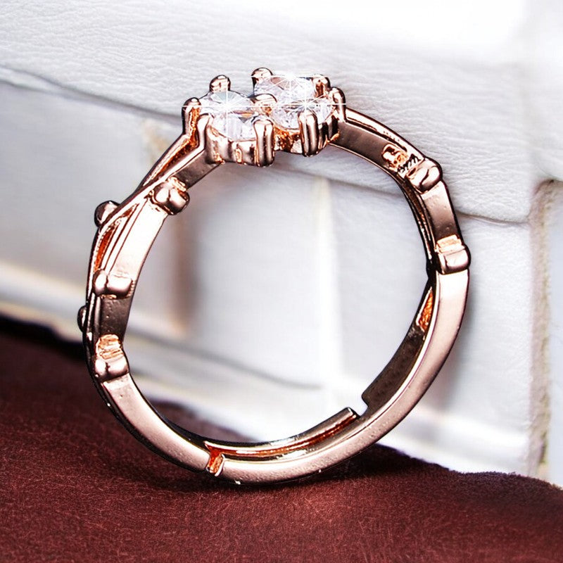 Elegant Diamond Flower Ring | Rose Gold Plated - SACH JEWELS