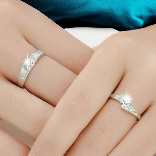 Gorgeous Diamond Couple Ring | Italian Silver Plated - SACH JEWELS