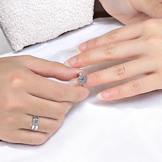 Elegant Diamond Couple Ring | Italian Silver Plated - SACH JEWELS