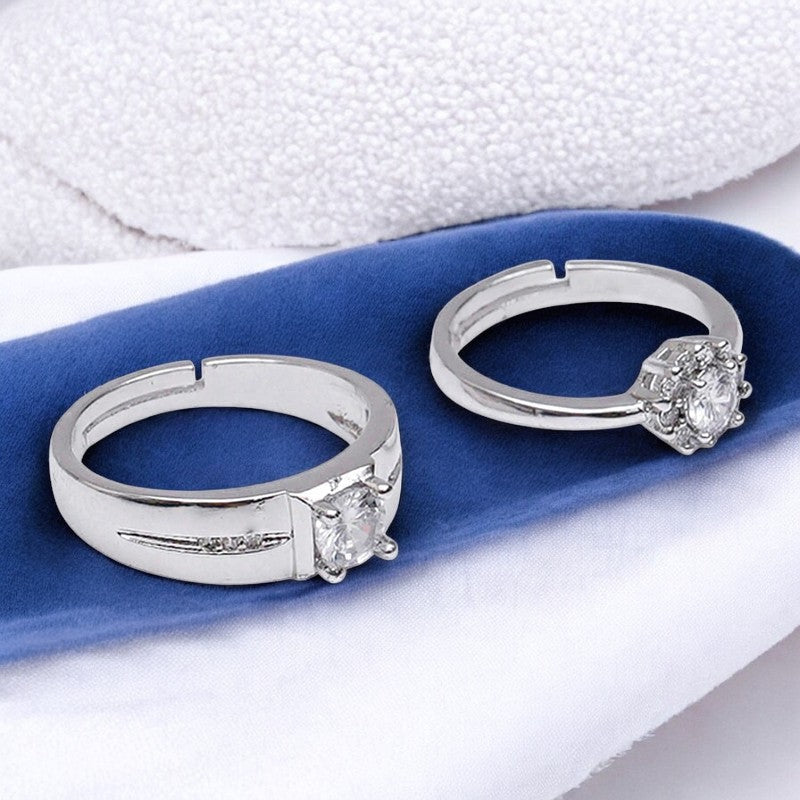 Elegant Diamond Couple Ring | Italian Silver Plated - SACH JEWELS