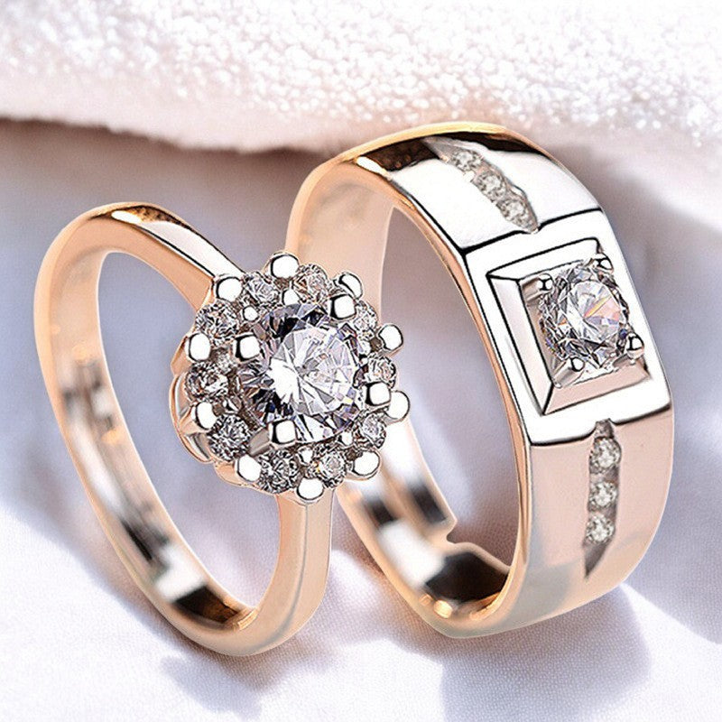 Elegant Diamond Couple Ring | Italian Silver Plated - SACH JEWELS