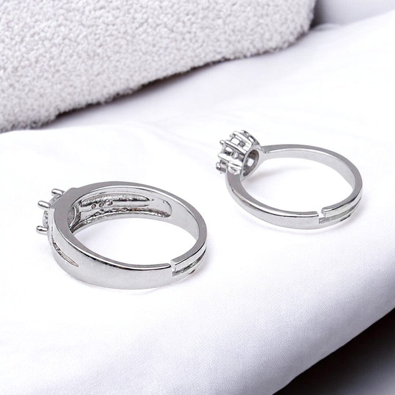Elegant Diamond Couple Ring | Italian Silver Plated - SACH JEWELS