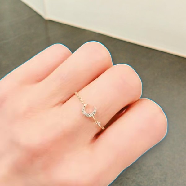 Midnight Moon Diamond Ring Chain | Italian Silver Plated - SACH JEWELS