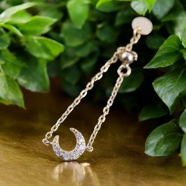 Midnight Moon Diamond Ring Chain | Italian Silver Plated - SACH JEWELS