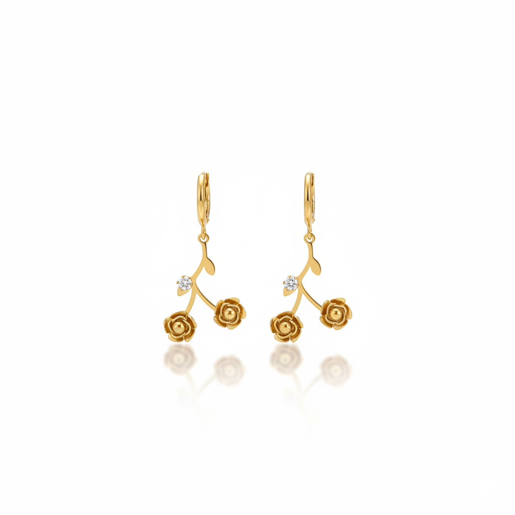Rose Bloom Hoop Earrings | Italian Gold Plated SACH JEWELS