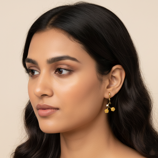 Rose Bloom Hoop Earrings | Italian Gold Plated SACH JEWELS