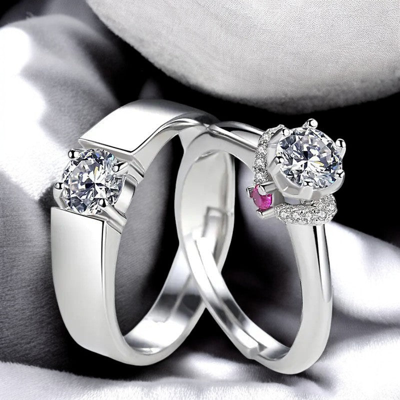 Lovely Diamond Couple Ring | Italian Silver Plated - SACH JEWELS