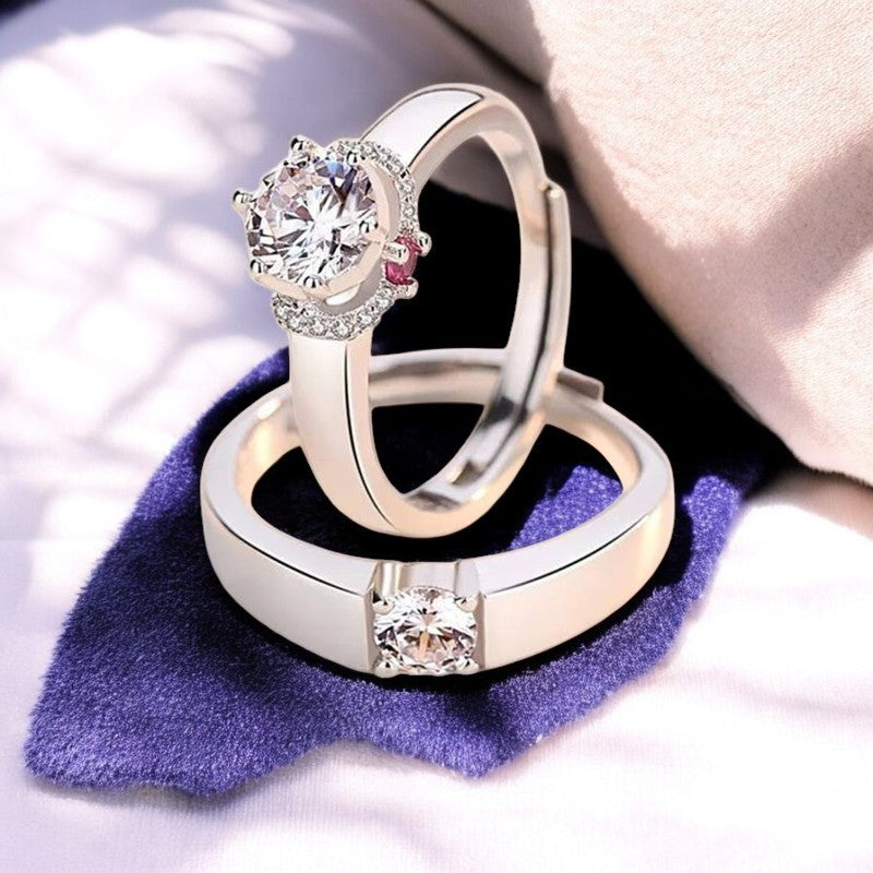 Lovely Diamond Couple Ring | Italian Silver Plated - SACH JEWELS
