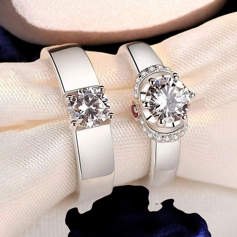 Lovely Diamond Couple Ring | Italian Silver Plated - SACH JEWELS