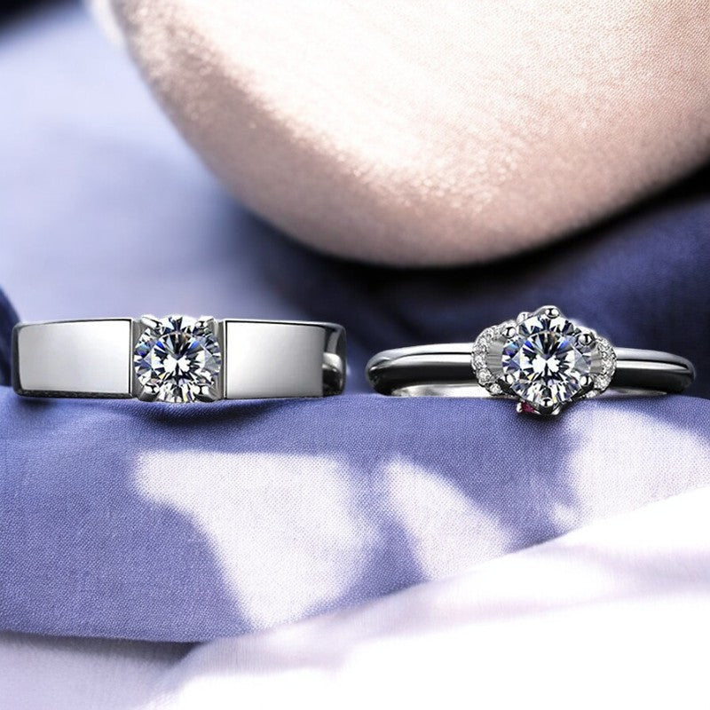 Lovely Diamond Couple Ring | Italian Silver Plated - SACH JEWELS