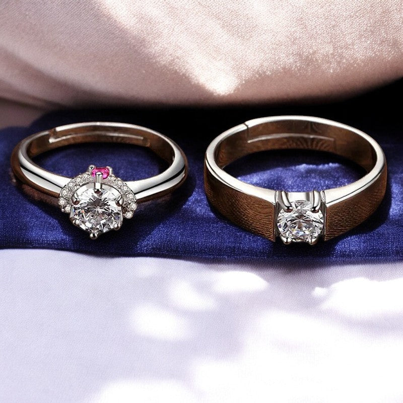 Lovely Diamond Couple Ring | Italian Silver Plated - SACH JEWELS