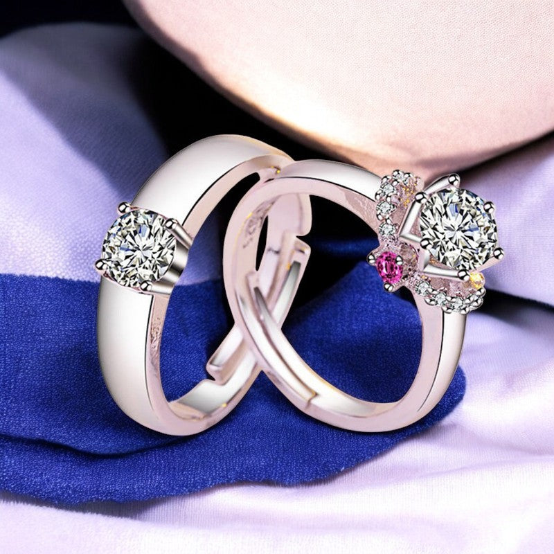 Lovely Diamond Couple Ring | Italian Silver Plated - SACH JEWELS