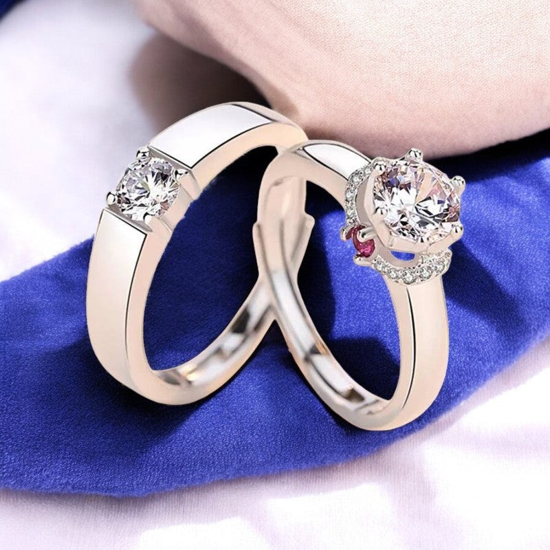 Lovely Diamond Couple Ring | Italian Silver Plated - SACH JEWELS