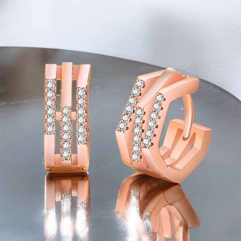 Diamond Hoop Earrings | Rose Gold Plated - SACH JEWELS