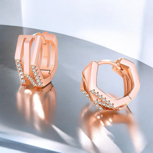 Diamond Hoop Earrings | Rose Gold Plated - SACH JEWELS