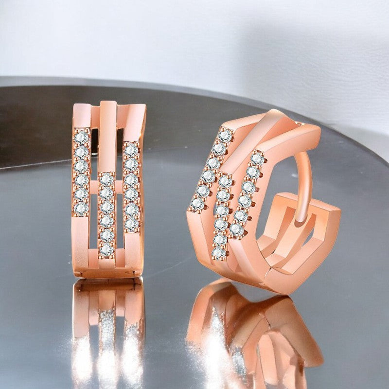 Diamond Hoop Earrings | Rose Gold Plated - SACH JEWELS