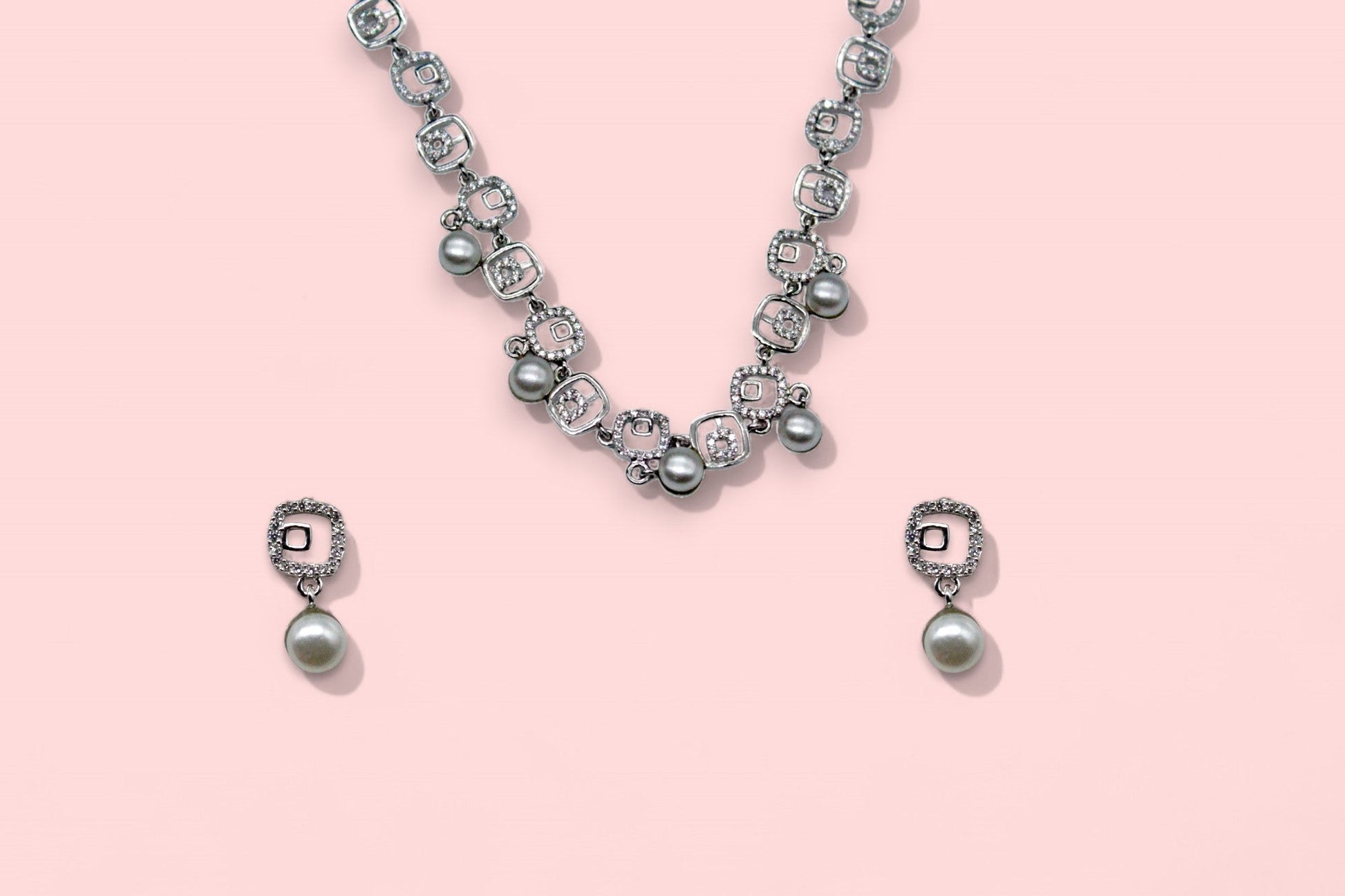 Pearl Diamond Studded Pendant Set | 925 Sterling Silver SACH JEWELS