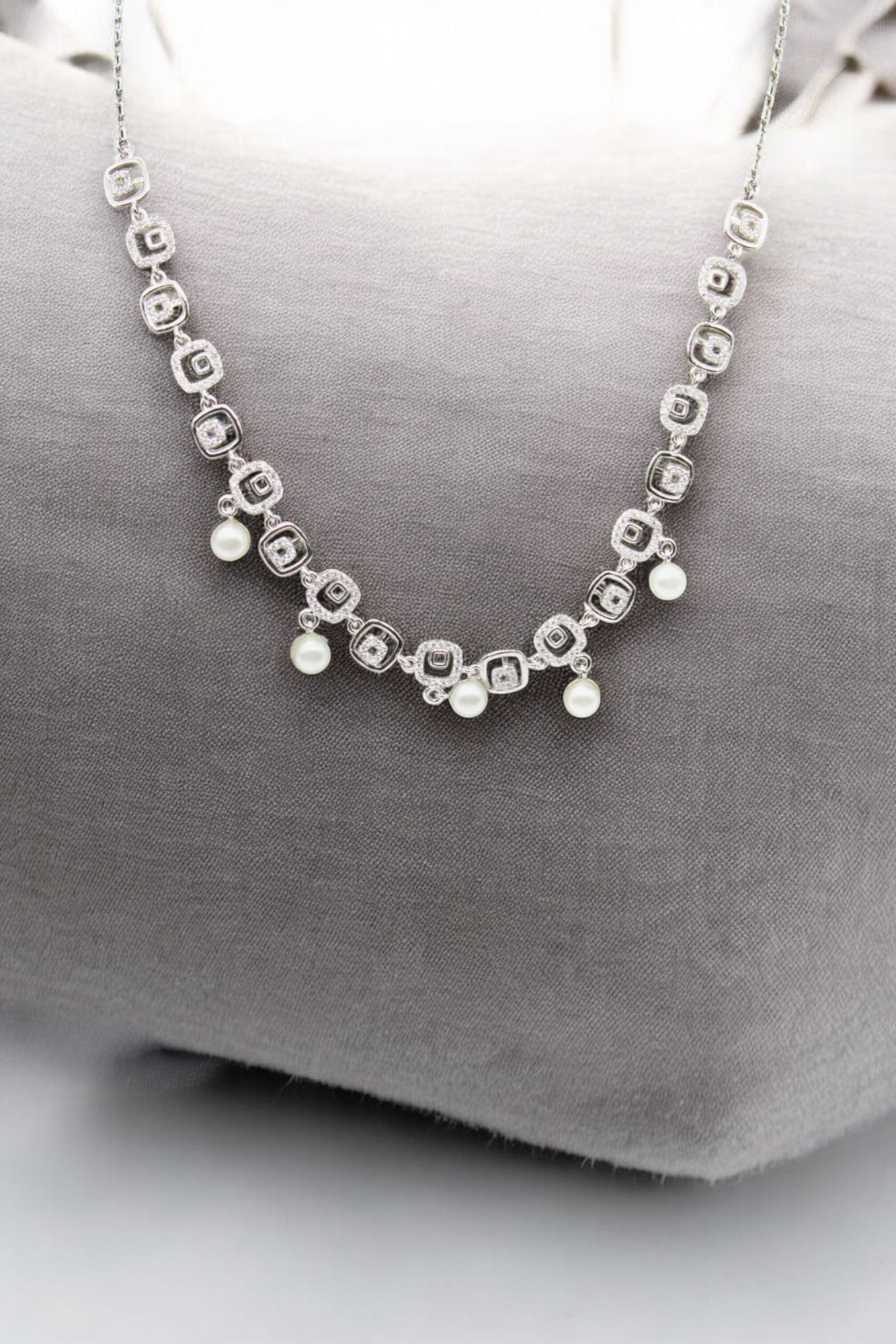 Pearl Diamond Studded Pendant Set | 925 Sterling Silver SACH JEWELS